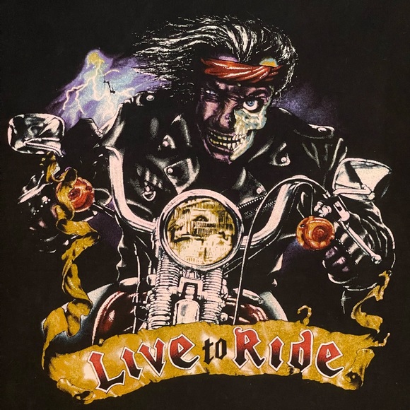 2012 biker “live to ride” half human half skeleton t-shirt. - Picture 3 of 4